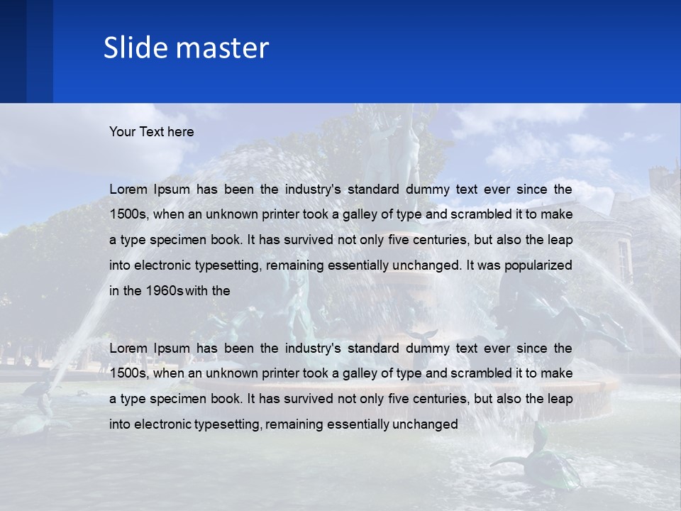 A Fountain With A Statue In The Middle Of It PowerPoint Template