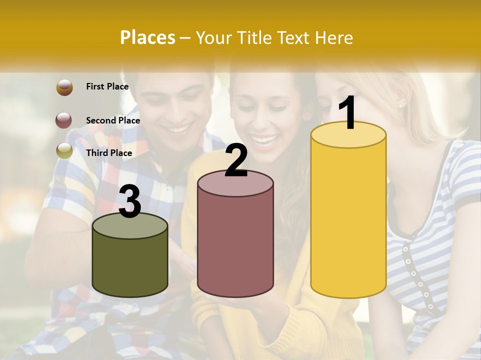 A Group Of Young People Looking At A Cell Phone PowerPoint Template