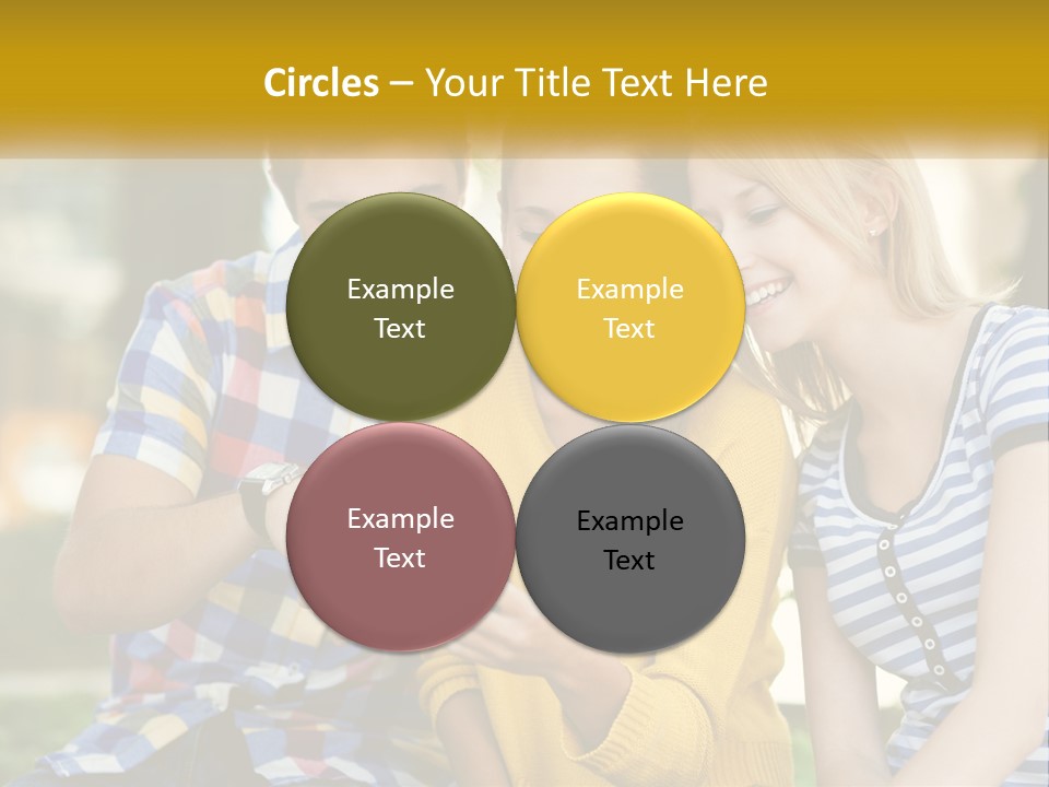 A Group Of Young People Looking At A Cell Phone PowerPoint Template