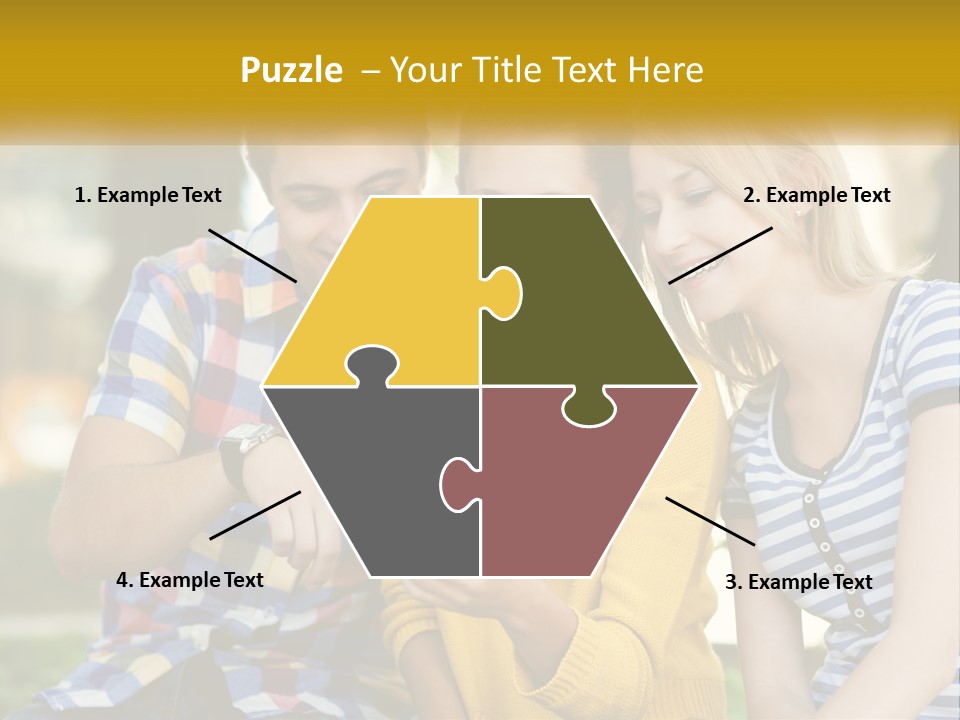 A Group Of Young People Looking At A Cell Phone PowerPoint Template