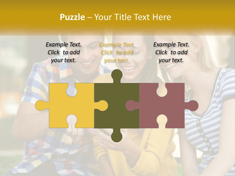 A Group Of Young People Looking At A Cell Phone PowerPoint Template