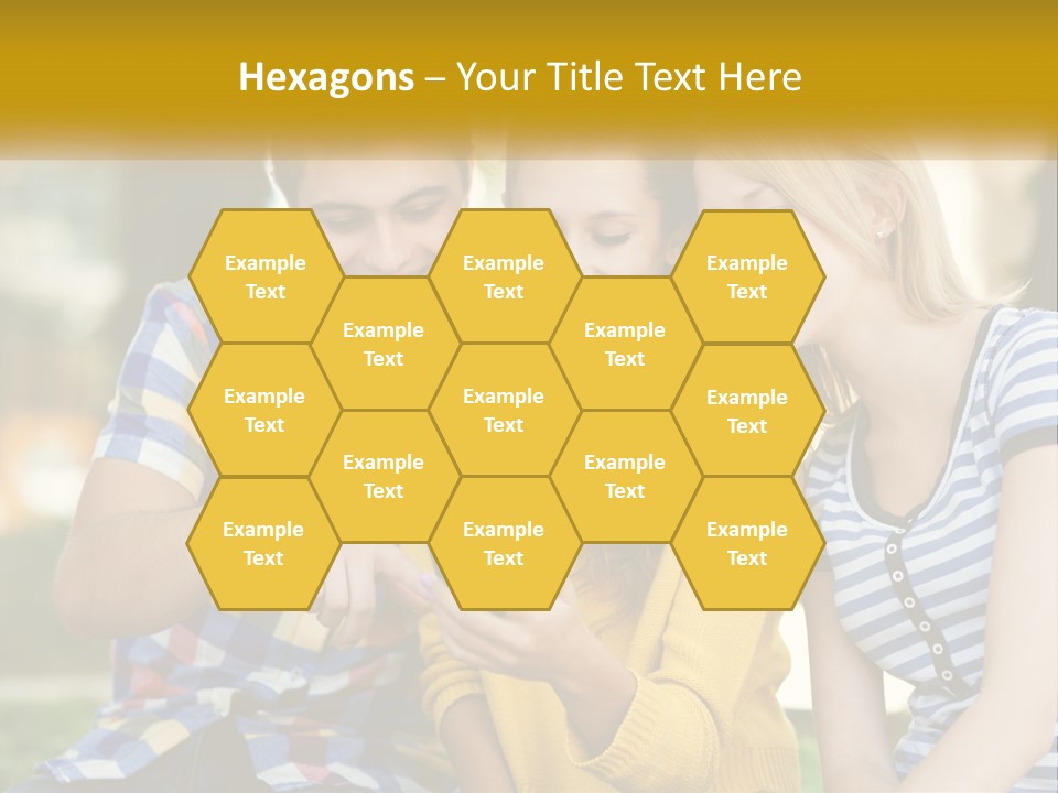 A Group Of Young People Looking At A Cell Phone PowerPoint Template