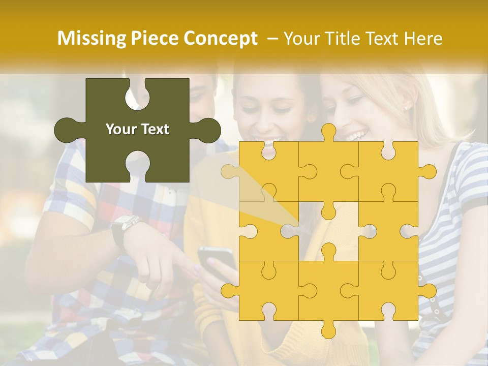 A Group Of Young People Looking At A Cell Phone PowerPoint Template