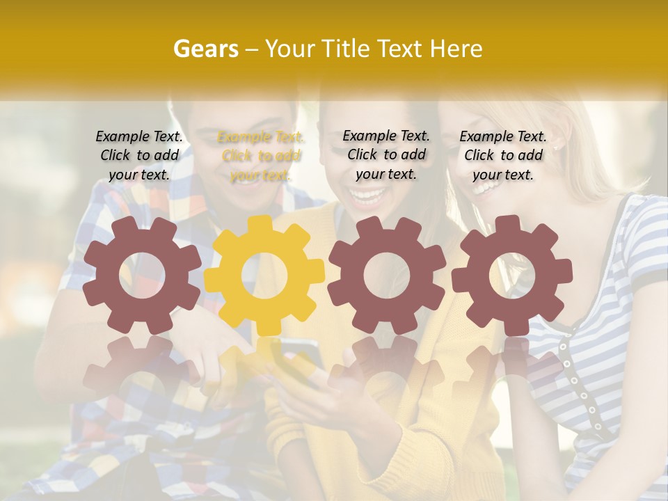 A Group Of Young People Looking At A Cell Phone PowerPoint Template