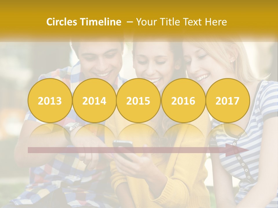 A Group Of Young People Looking At A Cell Phone PowerPoint Template