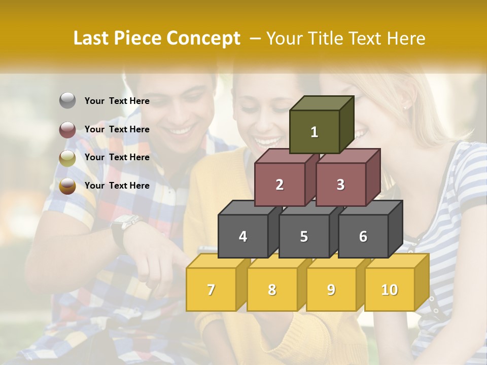 A Group Of Young People Looking At A Cell Phone PowerPoint Template