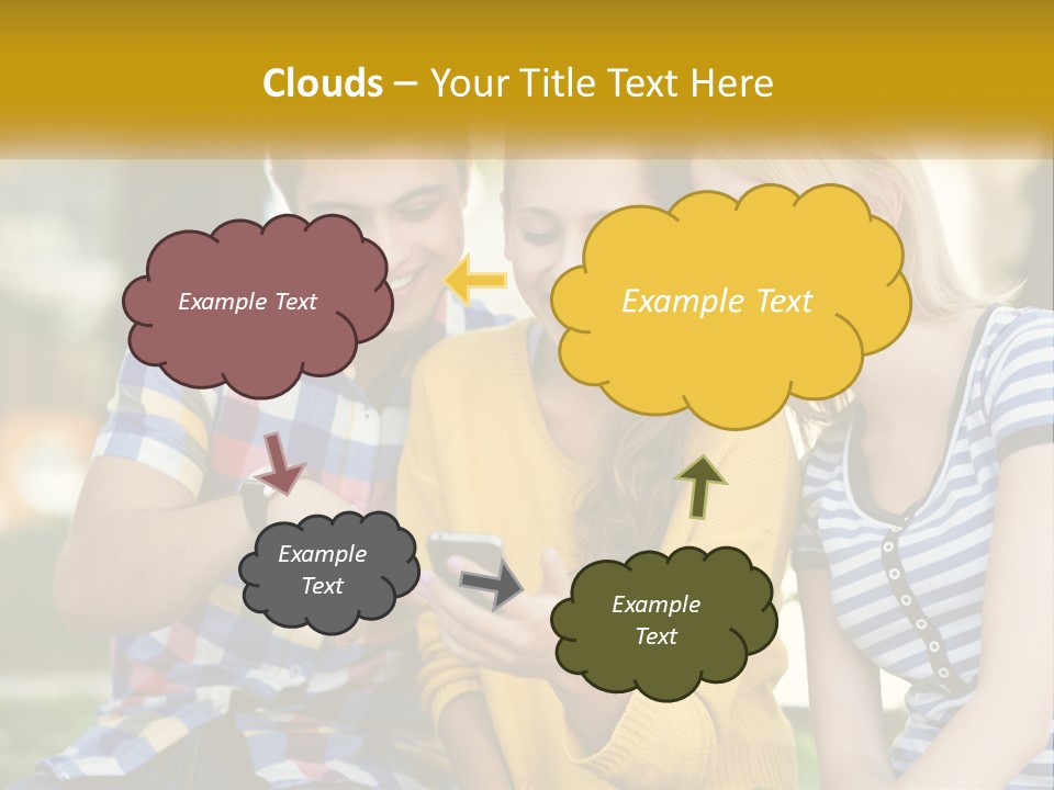 A Group Of Young People Looking At A Cell Phone PowerPoint Template