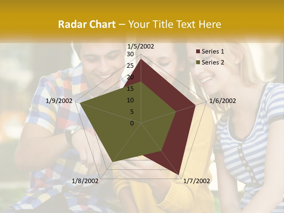 A Group Of Young People Looking At A Cell Phone PowerPoint Template