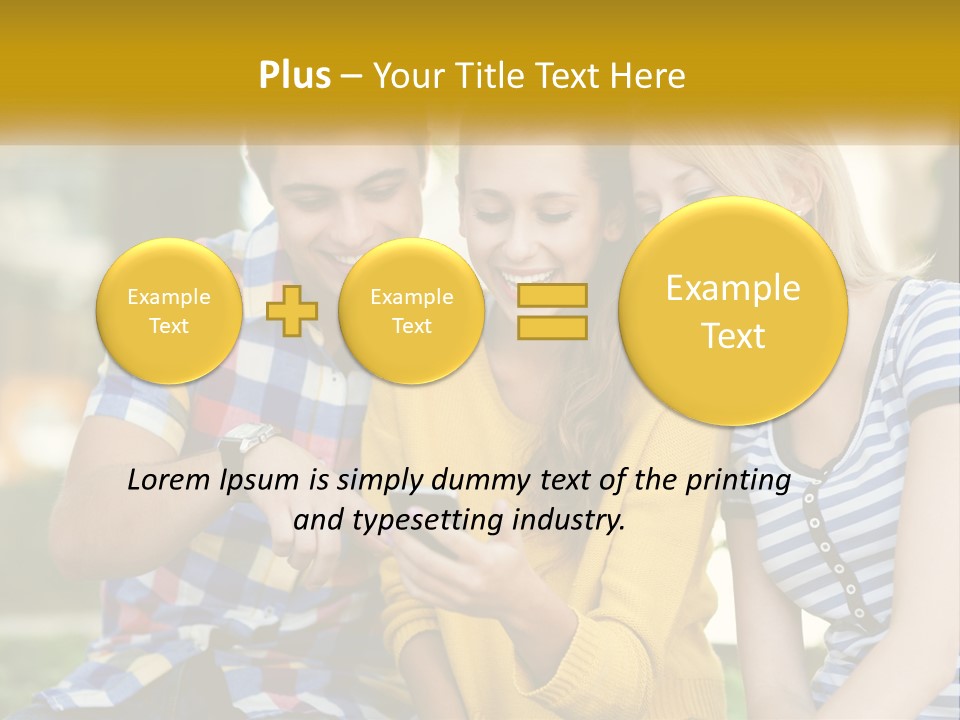 A Group Of Young People Looking At A Cell Phone PowerPoint Template