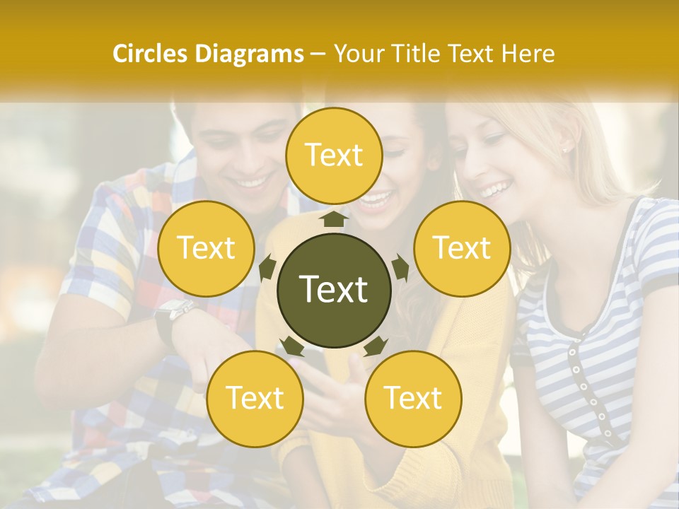 A Group Of Young People Looking At A Cell Phone PowerPoint Template