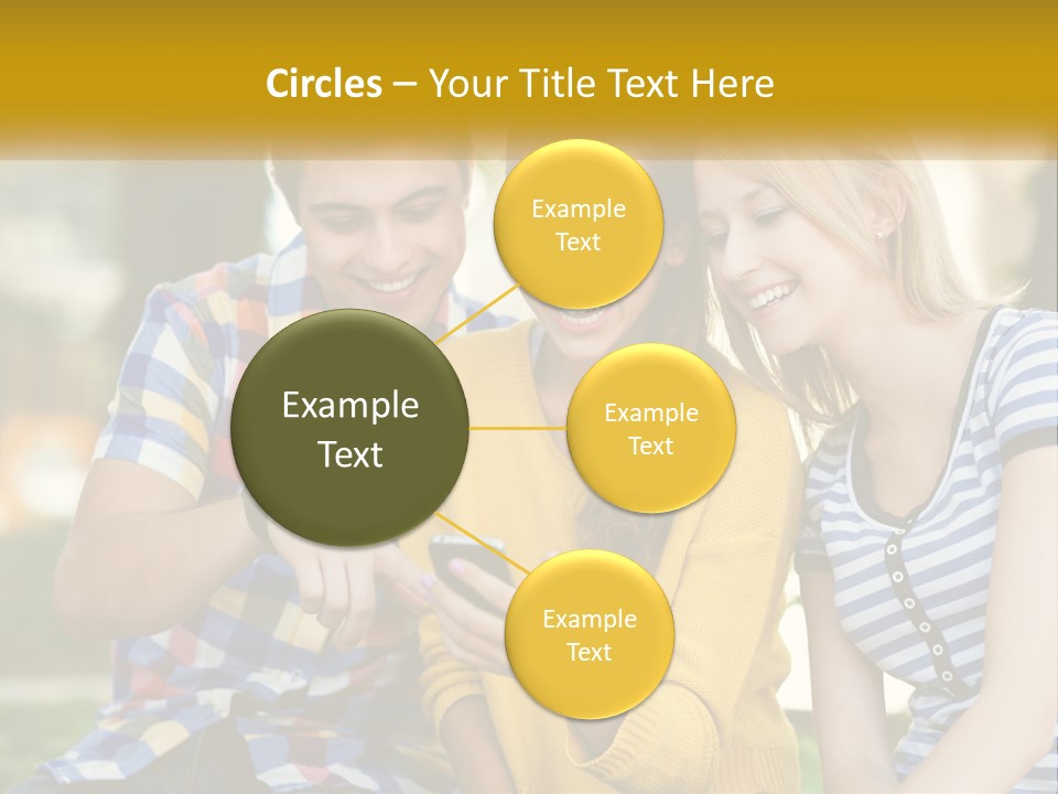 A Group Of Young People Looking At A Cell Phone PowerPoint Template