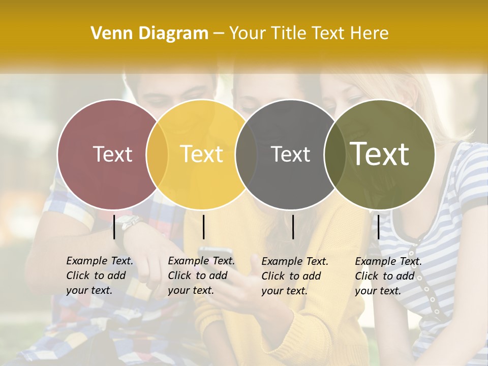 A Group Of Young People Looking At A Cell Phone PowerPoint Template