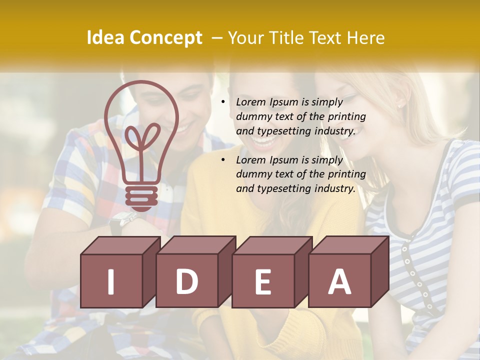 A Group Of Young People Looking At A Cell Phone PowerPoint Template