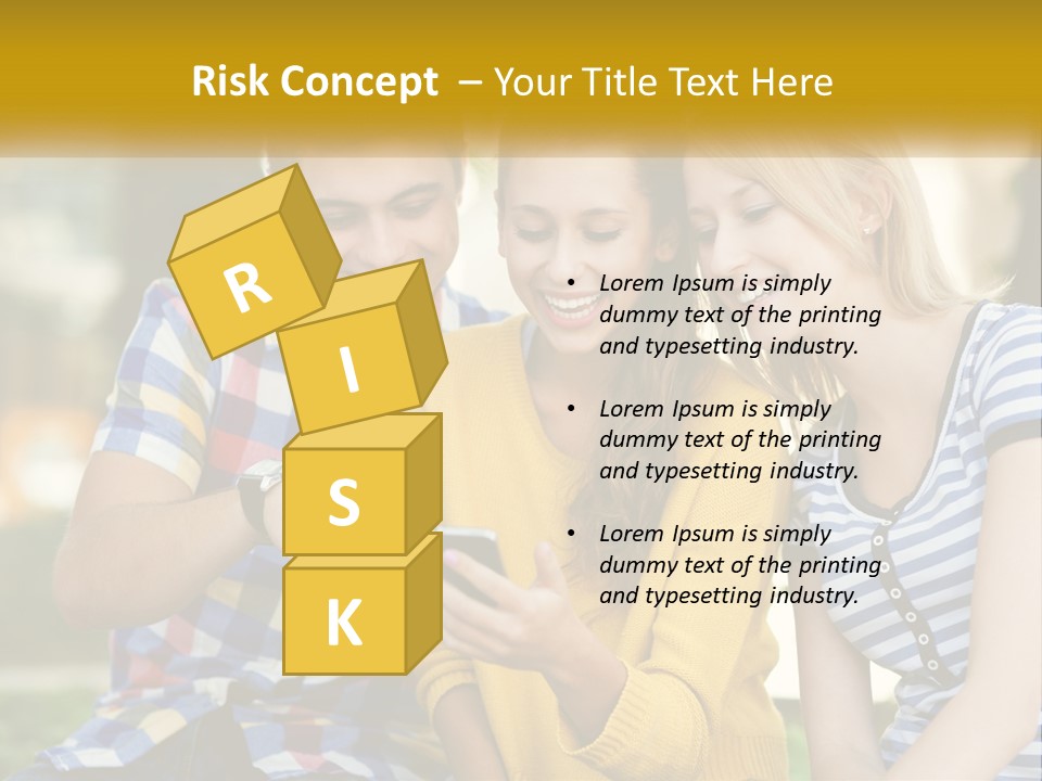 A Group Of Young People Looking At A Cell Phone PowerPoint Template