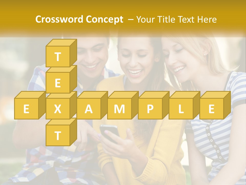 A Group Of Young People Looking At A Cell Phone PowerPoint Template