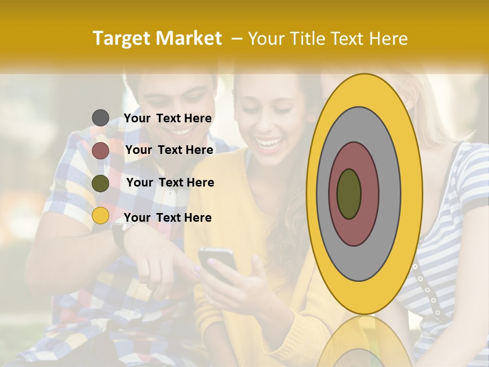 A Group Of Young People Looking At A Cell Phone PowerPoint Template