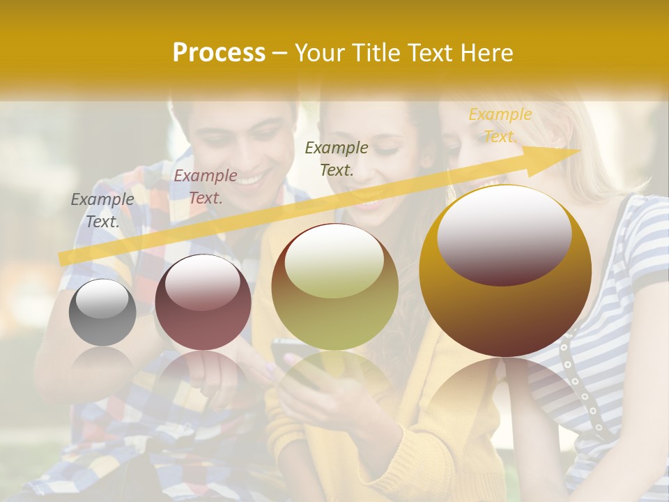 A Group Of Young People Looking At A Cell Phone PowerPoint Template