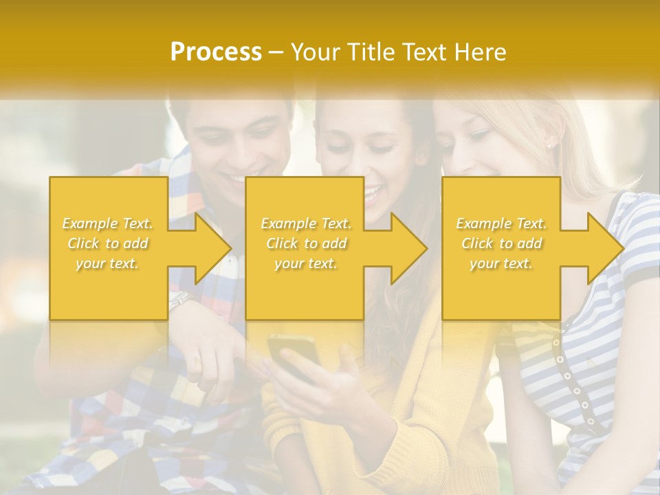 A Group Of Young People Looking At A Cell Phone PowerPoint Template