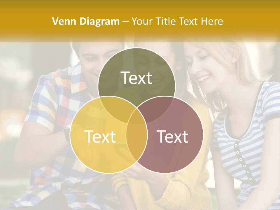 A Group Of Young People Looking At A Cell Phone PowerPoint Template
