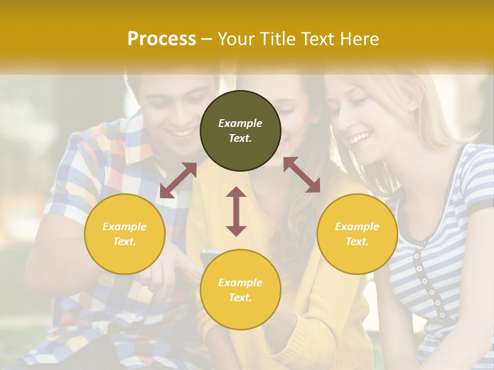 A Group Of Young People Looking At A Cell Phone PowerPoint Template