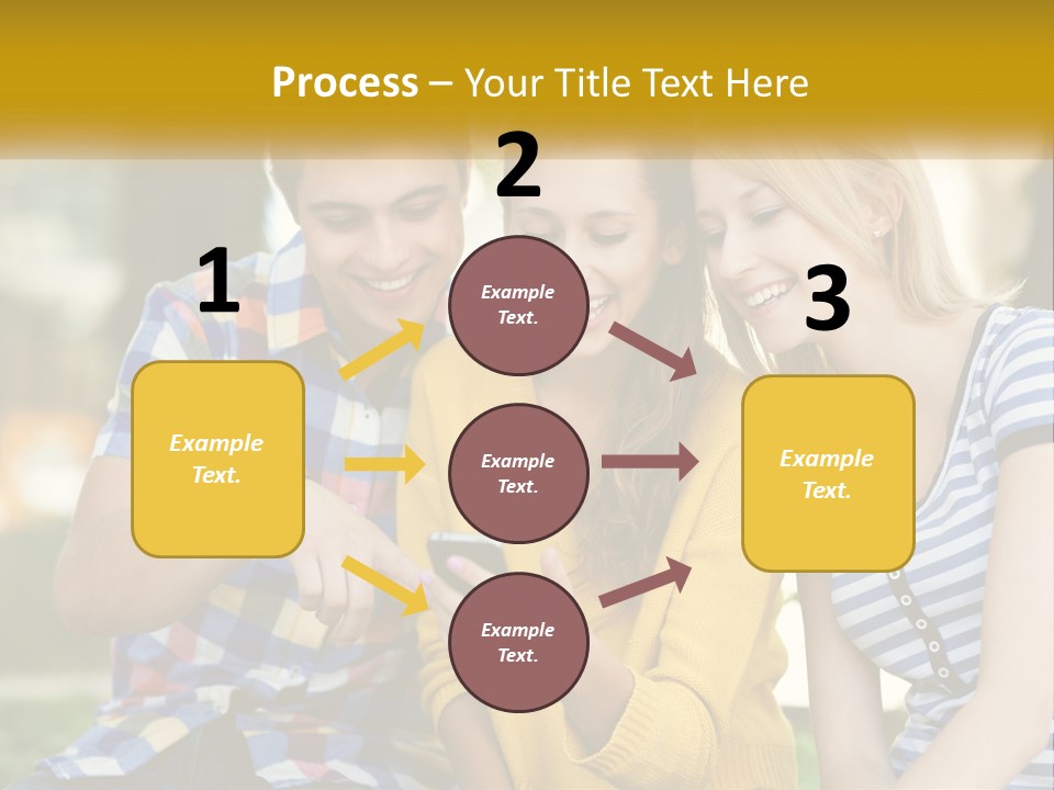 A Group Of Young People Looking At A Cell Phone PowerPoint Template
