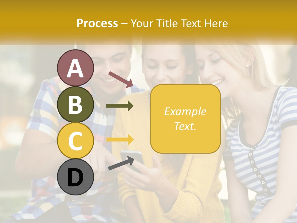 A Group Of Young People Looking At A Cell Phone PowerPoint Template