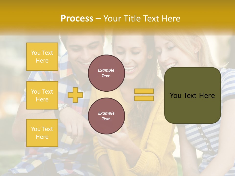A Group Of Young People Looking At A Cell Phone PowerPoint Template