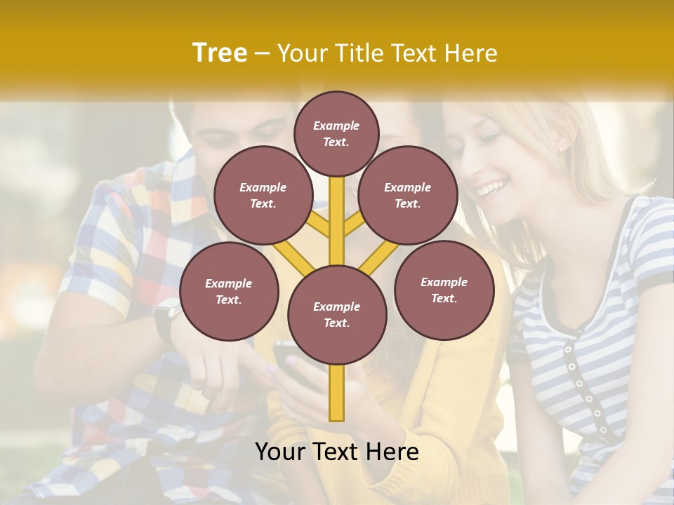 A Group Of Young People Looking At A Cell Phone PowerPoint Template