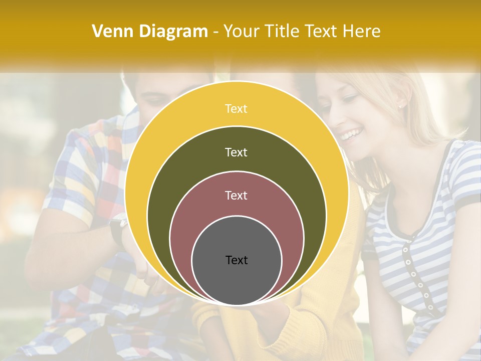 A Group Of Young People Looking At A Cell Phone PowerPoint Template