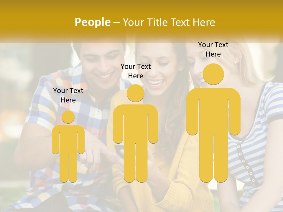 A Group Of Young People Looking At A Cell Phone PowerPoint Template