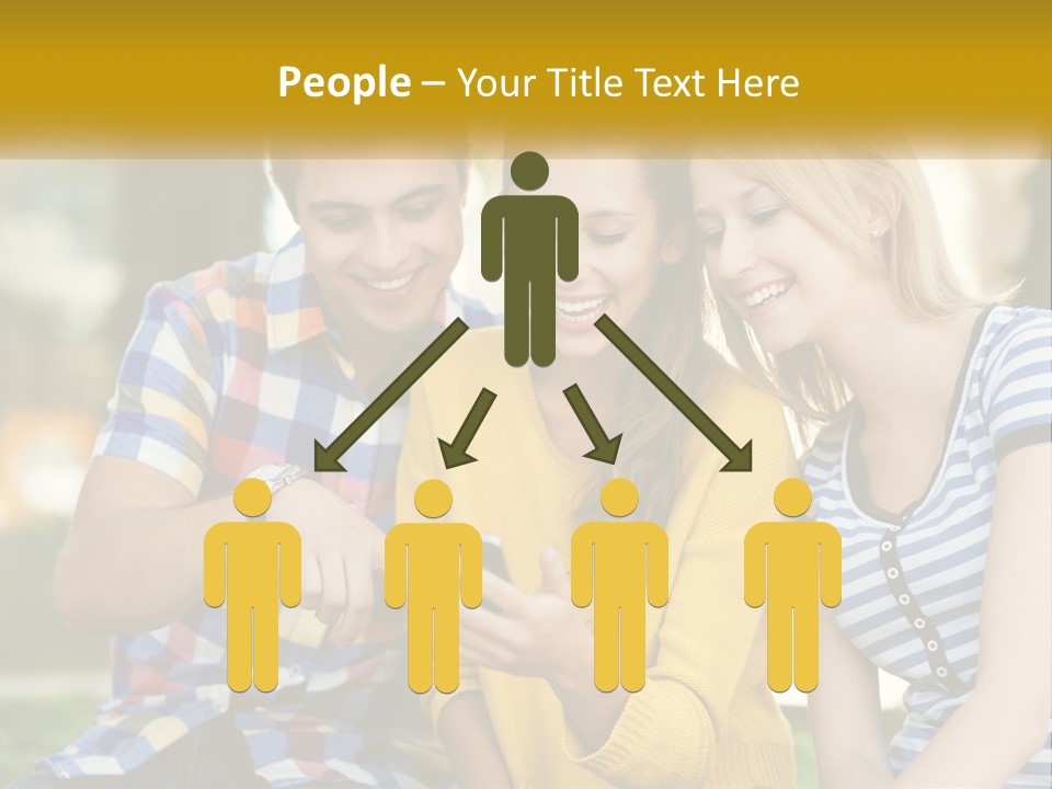 A Group Of Young People Looking At A Cell Phone PowerPoint Template