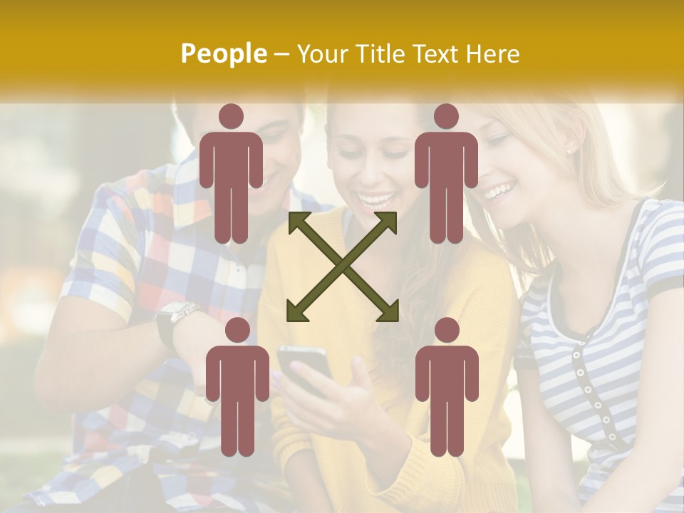 A Group Of Young People Looking At A Cell Phone PowerPoint Template