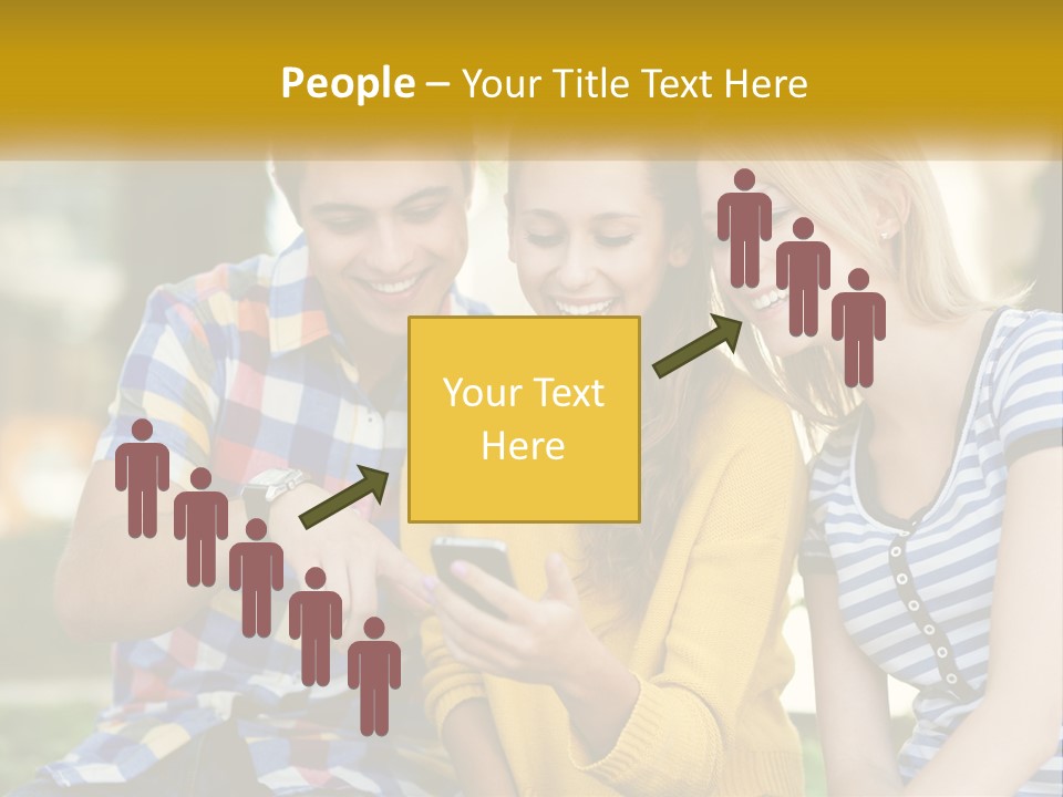 A Group Of Young People Looking At A Cell Phone PowerPoint Template