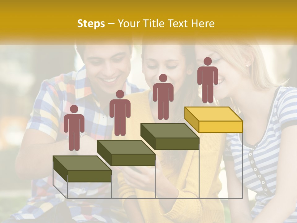 A Group Of Young People Looking At A Cell Phone PowerPoint Template