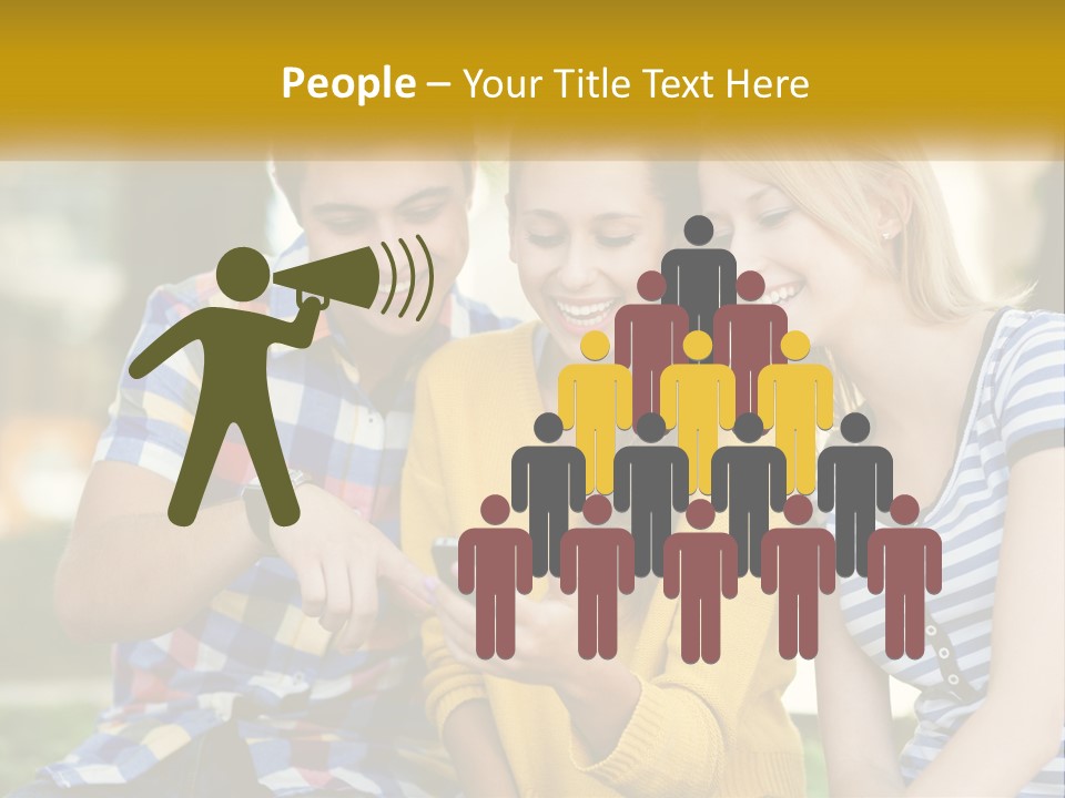 A Group Of Young People Looking At A Cell Phone PowerPoint Template