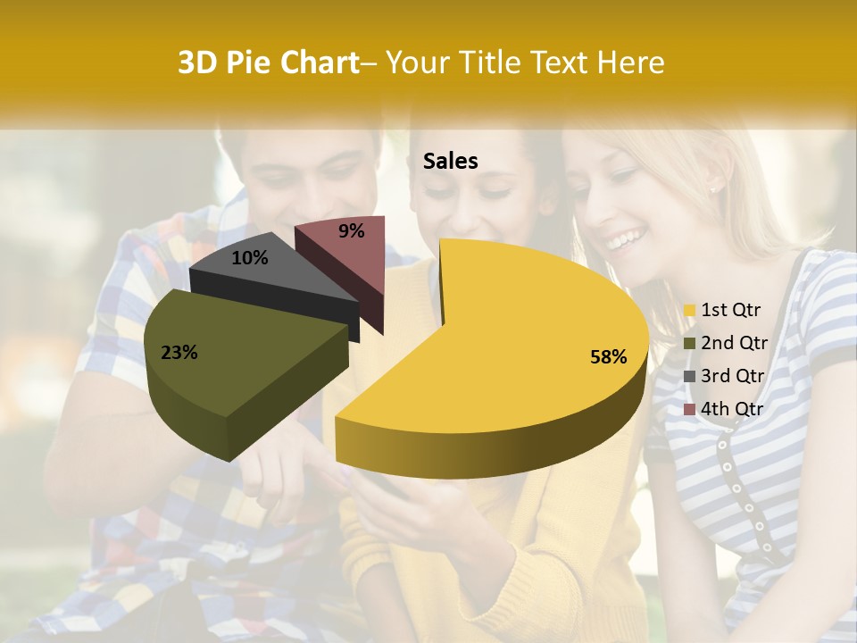 A Group Of Young People Looking At A Cell Phone PowerPoint Template
