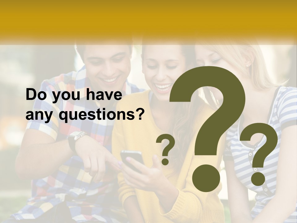 A Group Of Young People Looking At A Cell Phone PowerPoint Template