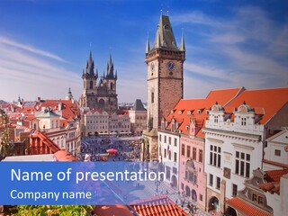 A Cityscape With A Clock Tower In The Background PowerPoint Template