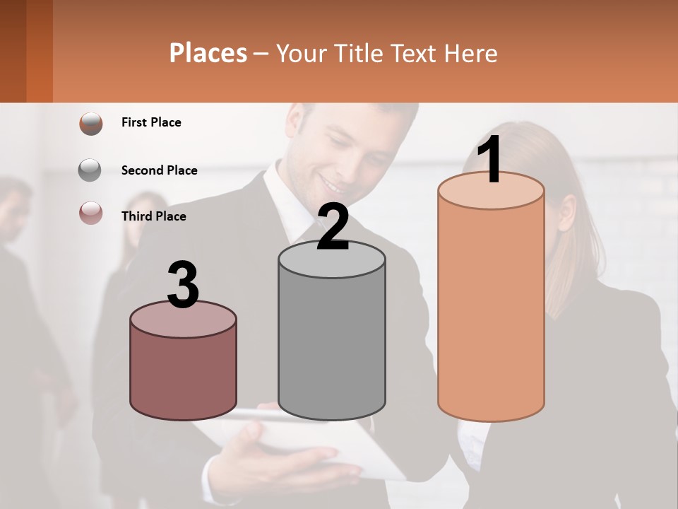 A Man And A Woman Looking At Something On A Table PowerPoint Template