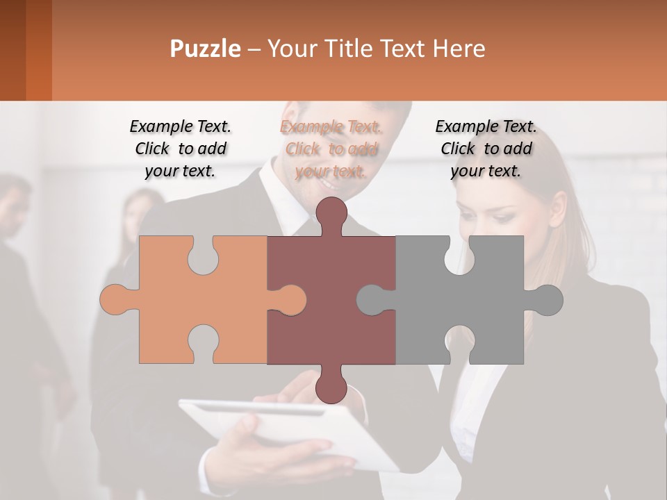 A Man And A Woman Looking At Something On A Table PowerPoint Template