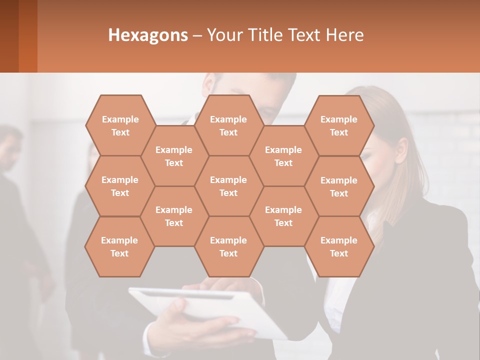 A Man And A Woman Looking At Something On A Table PowerPoint Template