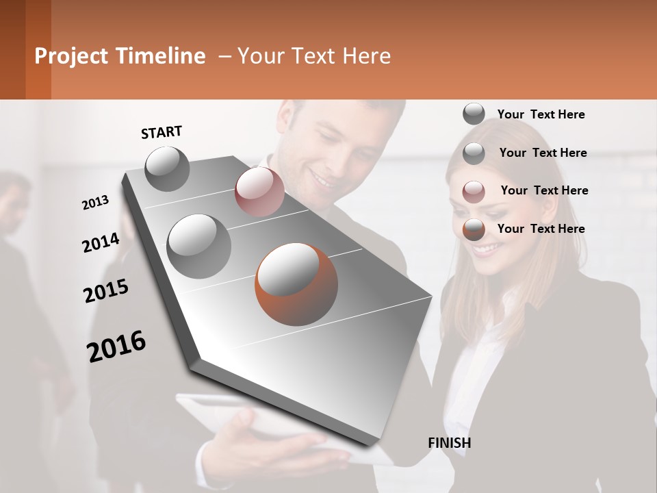A Man And A Woman Looking At Something On A Table PowerPoint Template