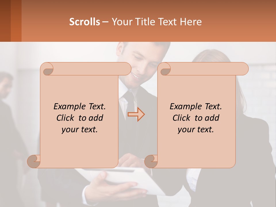 A Man And A Woman Looking At Something On A Table PowerPoint Template