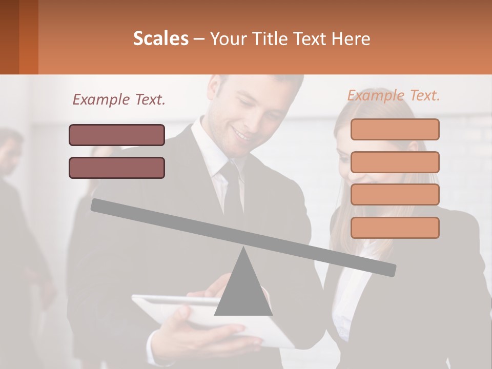 A Man And A Woman Looking At Something On A Table PowerPoint Template