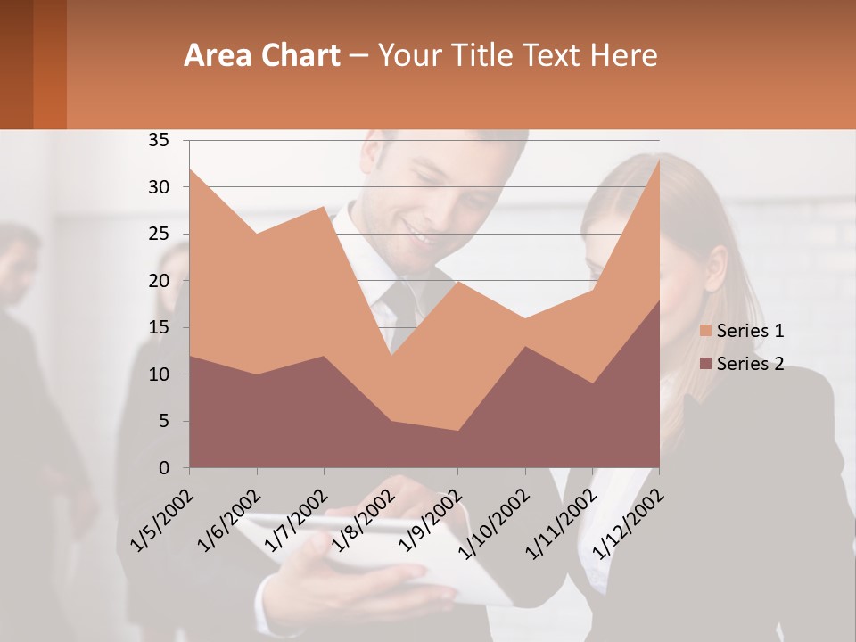 A Man And A Woman Looking At Something On A Table PowerPoint Template