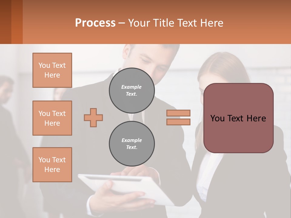A Man And A Woman Looking At Something On A Table PowerPoint Template