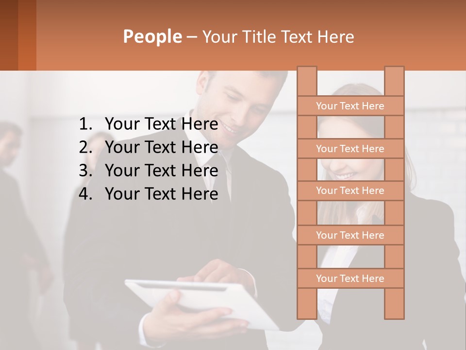 A Man And A Woman Looking At Something On A Table PowerPoint Template