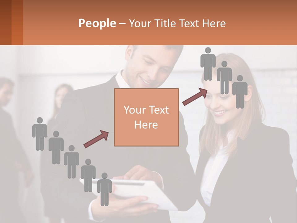 A Man And A Woman Looking At Something On A Table PowerPoint Template