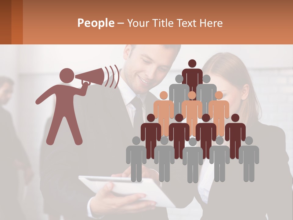 A Man And A Woman Looking At Something On A Table PowerPoint Template