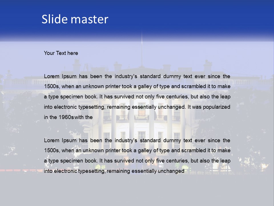 A Picture Of The White House At Night PowerPoint Template